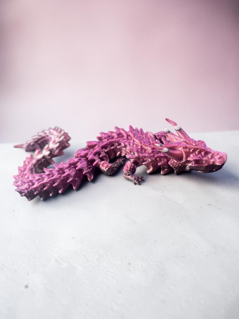 10” 3D Articulated Metallic Purple Pink and White Dragon - Picture 4 of 14